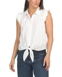 Marshalls - Ruffle Sleeve Tie Hem Button Front Shirt For - Lyst