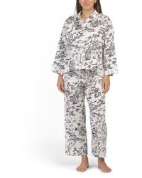 Marshalls - 2Pc Cotton Sateen Toile Classic Collar Top And Drawstring Pants Set For - Lyst