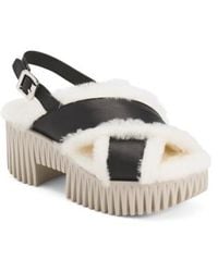 Marshalls - Leather Plia Puffy Heeled Faux Fur Lined Sandals For - Lyst