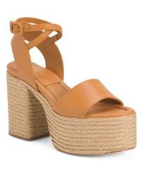 Marshalls - Leather One Band Platform Block Heel Espadrille Sandals For - Lyst