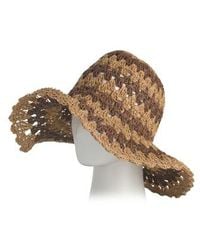 Marshalls - Striped Paper Crochet Floppy Round Crown Hat For - Lyst