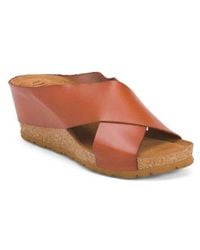 Marshalls - Leather Criss Cross Band Wedge Sandals For - Lyst