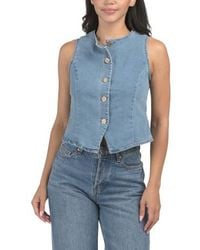 Marshalls - Denim High Neck Button Front Vest For - Lyst