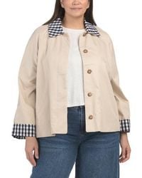 Marshalls - Plus Swing Jacket With Gingham Collar For - Lyst