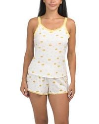 Marshalls - 2Pc Lemon Print Tank Top And Shorts Set With Lace Trim For - Lyst