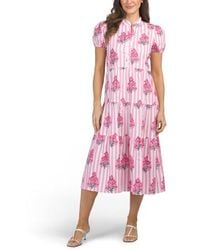 Marshalls - Button Up Striped Shirt Dress With Floral Block Print Details For - Lyst