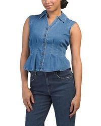 Marshalls - Denim Cinched Waist Collared Top For - Lyst