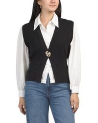 Marshalls - Long Sleeve Twofer Button Front Sweater Vest For - Lyst