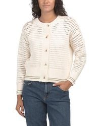 Marshalls - Crew Neck Long Sleeve Textured Cardigan With Varsity Tipping For - Lyst