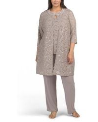 Marshalls - Plus 3Pc Duster Jacket With Collar Detail And Top And Pants Set For - Lyst