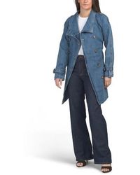 Marshalls - Shawl Collar Double Breasted Denim Belted Trench Coat For - Lyst