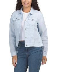 Marshalls - Linen Jean Jacket With Metal Buttons For - Lyst