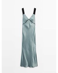 MASSIMO DUTTI - Satin Dress With Contrast Details - Lyst