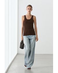 MASSIMO DUTTI - Top A Costine Con Spalline 100% Cotone - Lyst