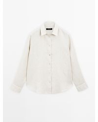 MASSIMO DUTTI - Soepelvallend 100% Linnen Overhemd - Lyst