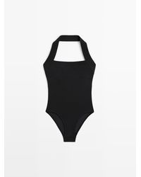 MASSIMO DUTTI - Halterbadpak Met Textuur - Lyst