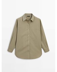 MASSIMO DUTTI - 100% Cotton Poplin Shirt With Pocket - Lyst
