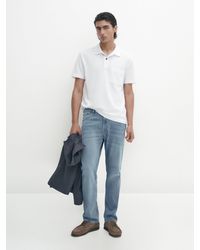 MASSIMO DUTTI - Textured Cotton Polo Shirt With Pocket Detail - Lyst