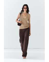 MASSIMO DUTTI - Cotton Blend Poplin Pleated Pants - Lyst
