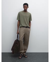 MASSIMO DUTTI - T-Shirt En Maille À Manches Courtes 100 Lin - Lyst