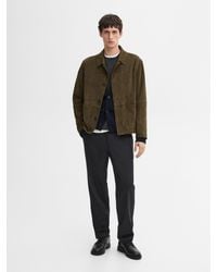MASSIMO DUTTI - Jacke Aus Leder Und Wildleder Mit Aufgenähten Taschen - Lyst