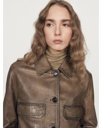 MASSIMO DUTTI - Chaqueta Cuello Pelo Piel Napa - Lyst