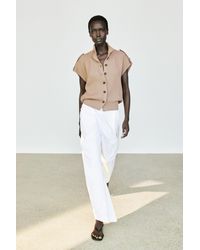 MASSIMO DUTTI - 100% Cotton Button-Detail Knit Vest - Lyst