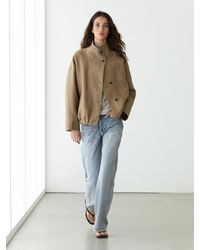 MASSIMO DUTTI - Striped Linen Blend Bomber Jacket - Lyst