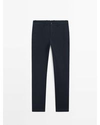 MASSIMO DUTTI - Slim Fit Textured Trousers - Lyst