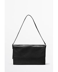 MASSIMO DUTTI - Nappa Leather Crossbody Bag With Topstitching - Lyst