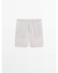 MASSIMO DUTTI - Cotton And Linen Blend Bermuda Shorts - Lyst