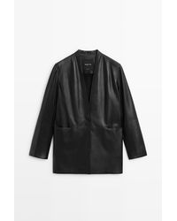 MASSIMO DUTTI - Blazer Met Knoopdetail Van 100% Nappaleer - Lyst