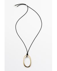 MASSIMO DUTTI - Leather Cord Necklace With Oval Pendant - Lyst