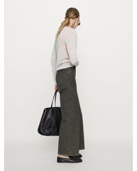 MASSIMO DUTTI - Wide-Leg Coated Denim Look Cotton Trousers - Lyst