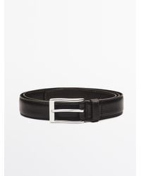 MASSIMO DUTTI - Smart Nappa Leather Belt With Topstitching - Lyst
