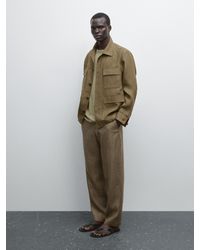 MASSIMO DUTTI - 100% Linen Overshirt With Pockets - Lyst
