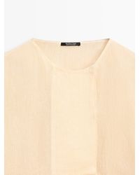 MASSIMO DUTTI - Flowing Linen Blend Blouse With Chest Detail - Lyst