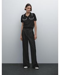 MASSIMO DUTTI - Pull En Maille À Manches Courtes Et Bords-Côtes Contrastants - Lyst