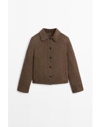 MASSIMO DUTTI - Korte Jas Met Knoopdetail - Lyst