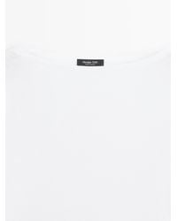 MASSIMO DUTTI - 100% Cotton Boat Neck T-Shirt - Lyst