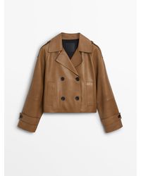 MASSIMO DUTTI - Short Nappa Leather Trench Coat - Lyst