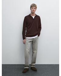 MASSIMO DUTTI - Knit Sweater With A Polo Collar - Lyst