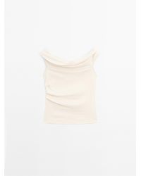 MASSIMO DUTTI - Gedrapeerde Strapless Top - Lyst