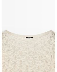 MASSIMO DUTTI - Boat Neck Sweater With Openwork Detail - Lyst