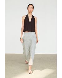 MASSIMO DUTTI - Cotton Halter Top With Elasticated Hem - Lyst