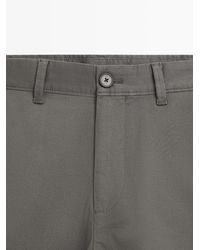 MASSIMO DUTTI - Cotton Blend Slim Fit Trousers - Lyst