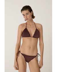 MASSIMO DUTTI - Shimmery Ruffled Bikini Top - Lyst