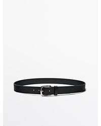 MASSIMO DUTTI - Zachte Nappaleren Riem Met Nikkelgrijze Gesp - Lyst
