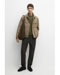MASSIMO DUTTI - Cotton Blend Slim Fit Pants - Lyst