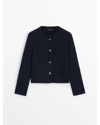 MASSIMO DUTTI - Textured Knit Cardigan With Pockets - Lyst
